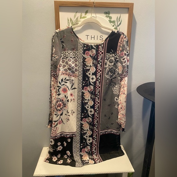 Maurices Mod Style Patchwork Floral Long Sleeve Dress - Picture 1 of 4